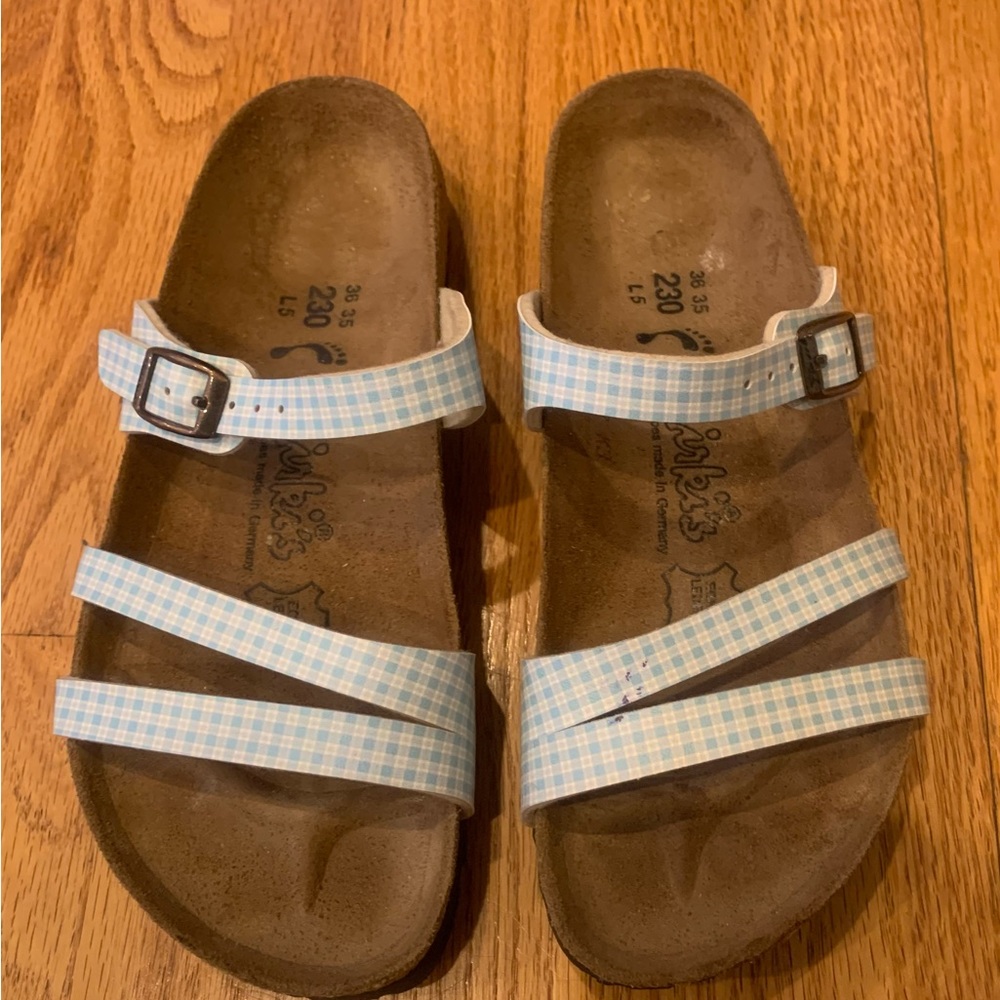 Birkenstock 35 36 Birkis blue Gingham sandal - Picture 7 of 11